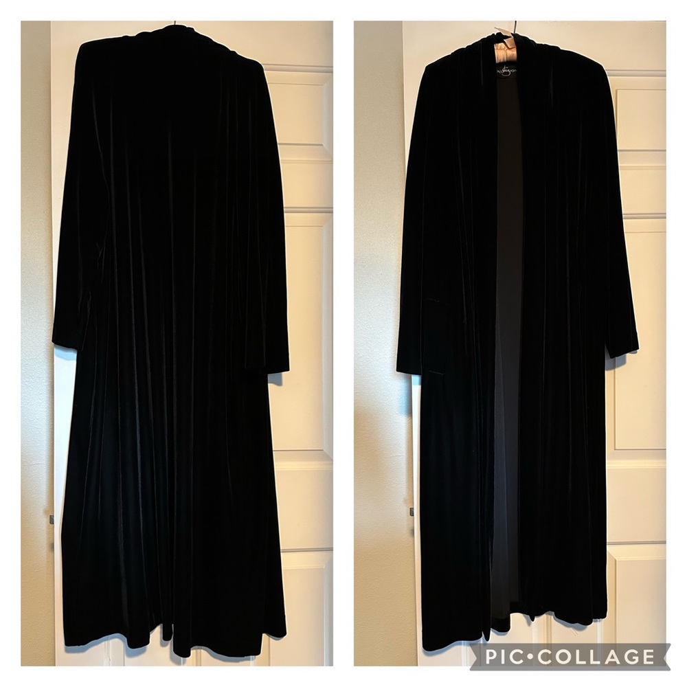Vintage Black Velvet Duster Jacket